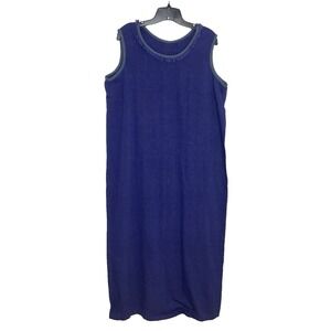 Vintage Guatemala Handwoven Fringe Dress Purple Blue Boho Festival Artisan XL